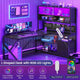 SEDETA 59 Inch L Shaped LED Gaming Desk Home Office Computer Table with Drawers and Bookshelf