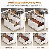 SEDETA® 55 Inch Farmhouse Computer Desk L Shaped Gaming Desk with Drawers and Storage Shelves