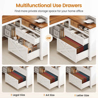 SEDETA® 55 Inch Farmhouse Computer Desk L Shaped Gaming Desk with Drawers and Storage Shelves