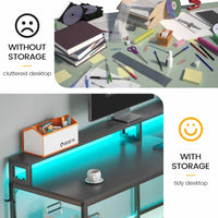 SEDETA 66 Inch L Shaped Gaming Desk Two Person Desk with Led Lights