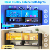 SEDETA | 59 Inch L Shaped LED Gaming Desk Corner Computer Desk with Storage Shelves and Drawers for Home Office