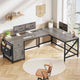 SEDETA 63 Inch L Shaped Corner Desk Convertible Long Home Office Desk with Storage Cabinet