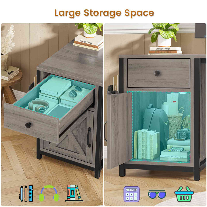 SEDETA 63 Inch L Shaped Corner Desk Convertible Long Home Office Desk with Storage Cabinet
