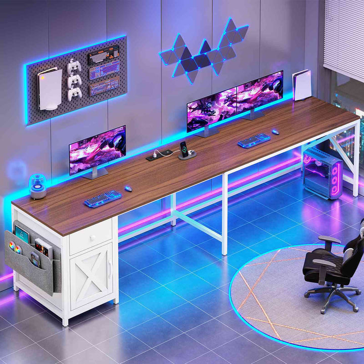 SEDETA 63 Inch L Shaped Corner Computer Desk Convertible Long Home Office Desk with Storage Cabinet
