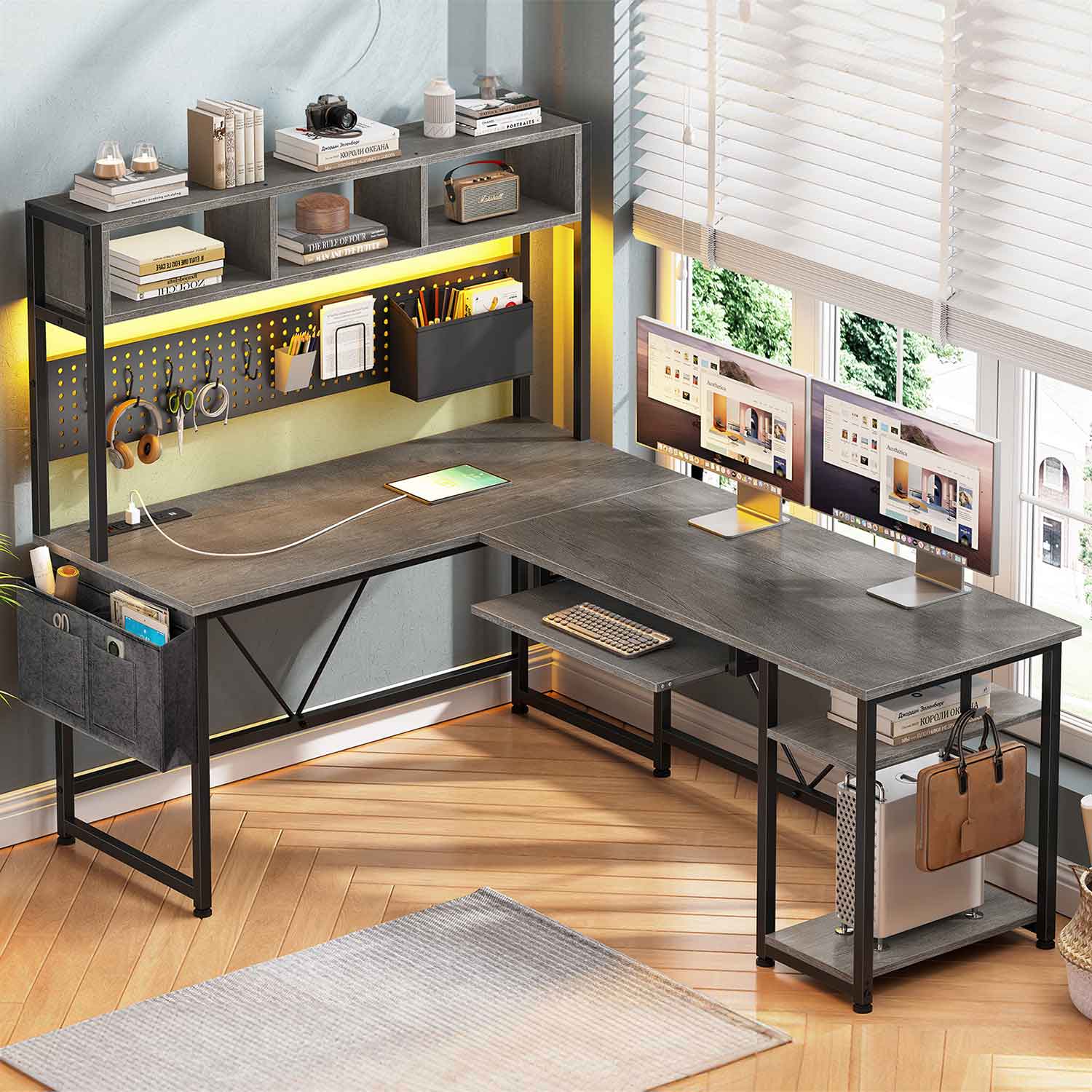 SEDETA 57.5 Inch L Shaped Reversible Corner Computer Desk Gaming Desk