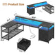 SEDETA | 67 Inch Reversible L Shaped Led Gaming Desk with Drawers for Home Office
