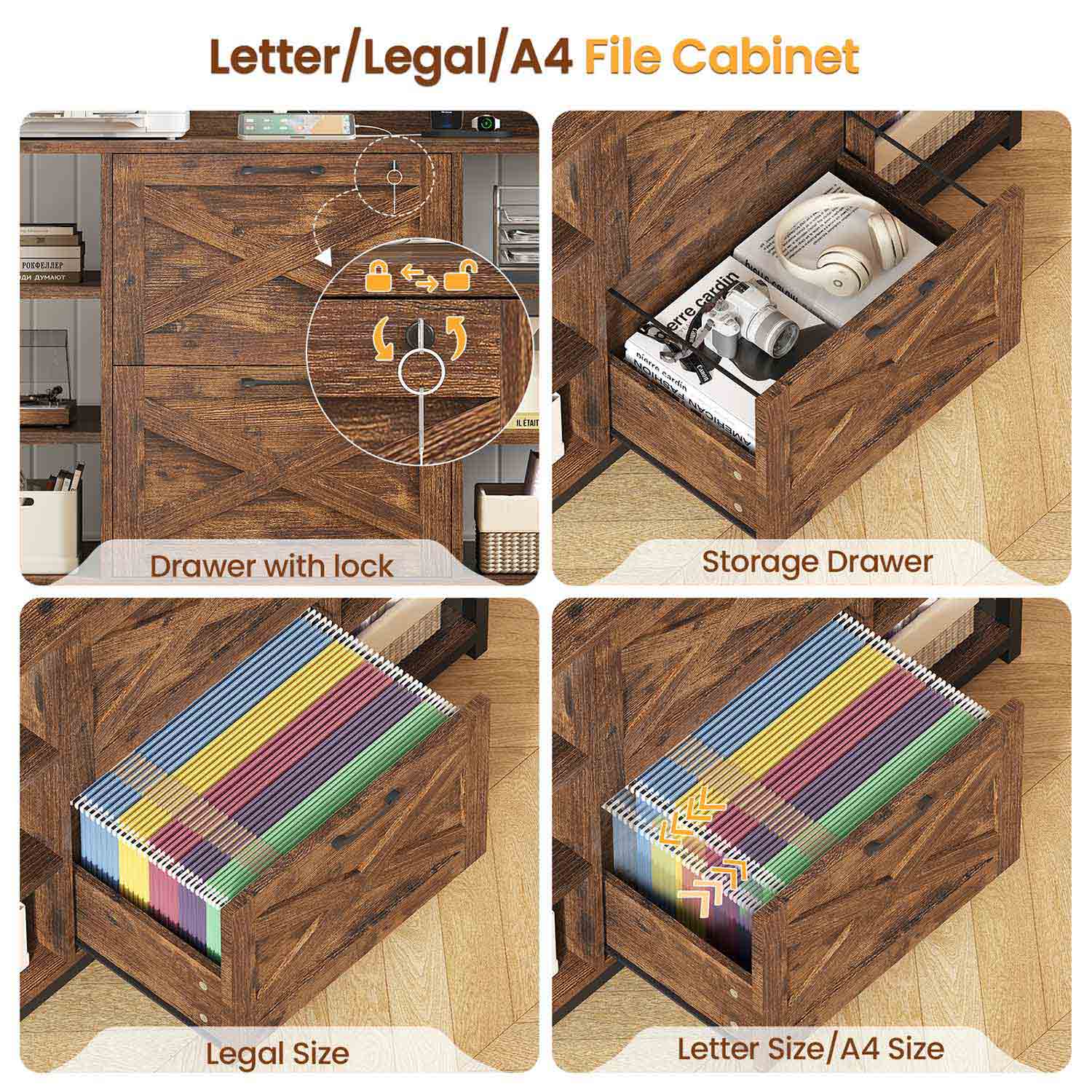 SEDETA® File Vertical Filing with Lock for Home Office