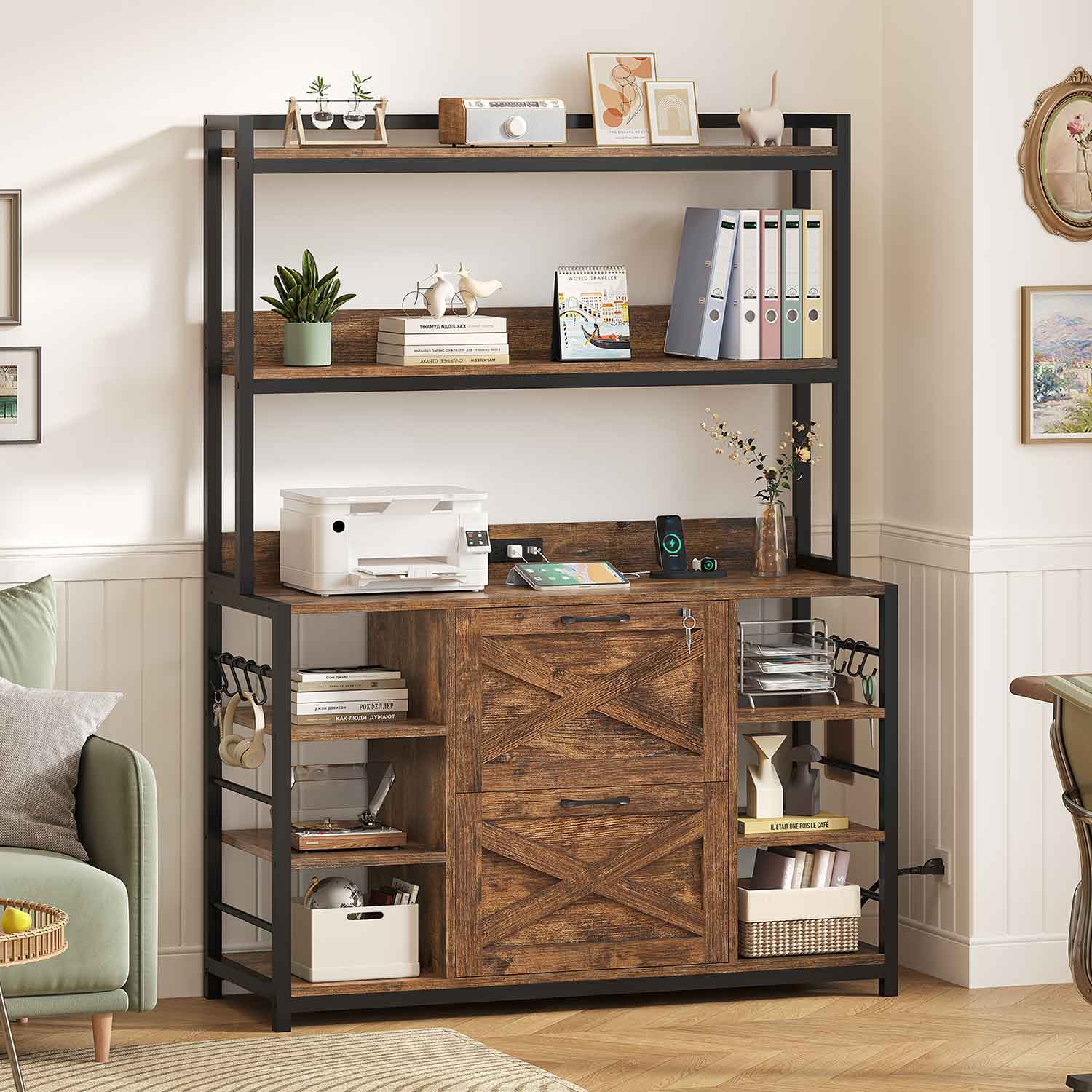 SEDETA | Vertical File Cabinet with Lock and Open Shelf for Home Offic