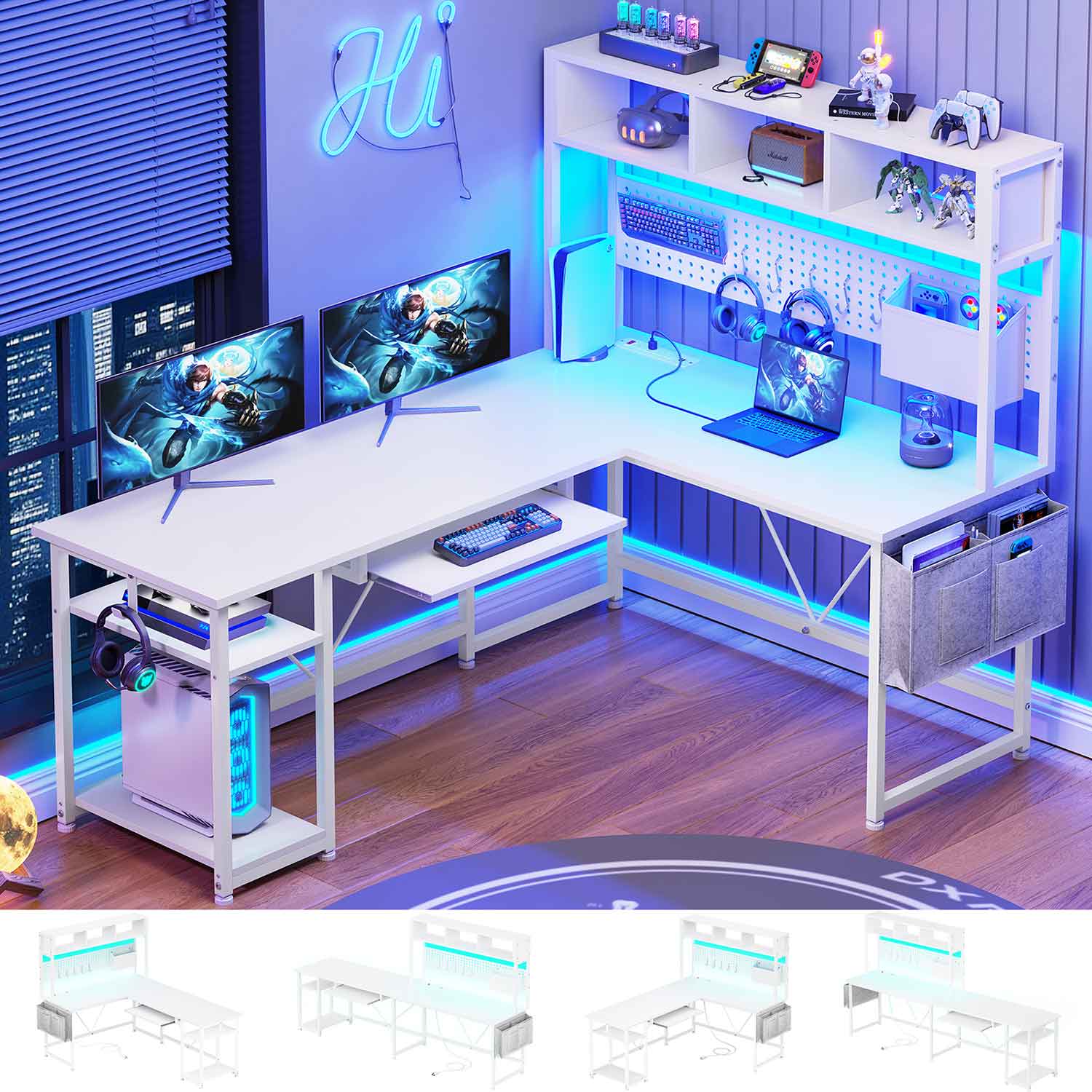 SEDETA 57.5 Inch L Shaped Reversible Corner Computer Desk Gaming Desk