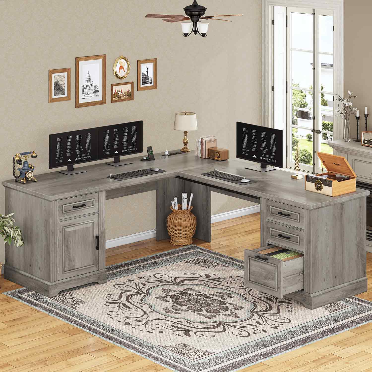 SEDETA 69 Inch Executive L Shaped Computer Desk with Drawers and Stora