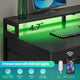 SEDETA | 94.5 Inch 2 Person Gaming Desk with Power Strip 8 Drawers Long Office Computer Desk LED Lights and Monitor Stand