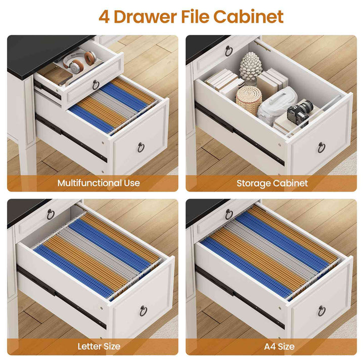 SEDETA 63 Inch Farmhouse Executive L Shaped Desk Home Office Computer Desk with 4 Drawers