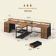 SEDETA | 94.5 Inch 2 Person Gaming Desk with Power Strip 8 Drawers Long Office Computer Desk LED Lights and Monitor Stand