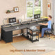 SEDETA | 94.5 Inch 2 Person Gaming Desk with Power Strip 8 Drawers Long Office Computer Desk LED Lights and Monitor Stand