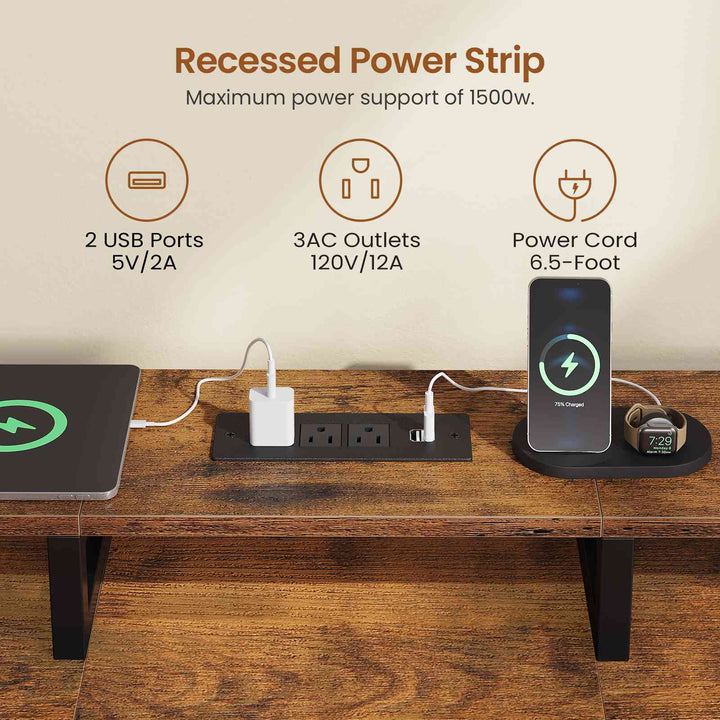 SEDETA | 94.5 Inch 2 Person Gaming Desk with Power Strip 8 Drawers Long Office Computer Desk LED Lights and Monitor Stand