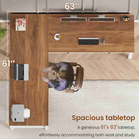 SEDETA® 63 Inch Executive L Shaped Desk Farmhouse Corner Computer Desk with Storage & File Drawers for Home Office
