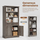 SEDETA | 70 Inch Tall Farmhouse Bookshelf with Doors and Drawer Floor Standing 6 Shelf Display Storage Shelves