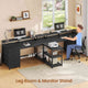 SEDETA | 94.5 Inch 2 Person Gaming Desk with Power Strip 8 Drawers Long Office Computer Desk LED Lights and Monitor Stand
