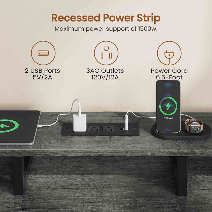 SEDETA | 94.5 Inch 2 Person Gaming Desk with Power Strip 8 Drawers Long Office Computer Desk LED Lights and Monitor Stand