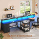 SEDETA | 94.5 Inch 2 Person Gaming Desk with Power Strip 8 Drawers Long Office Computer Desk LED Lights and Monitor Stand