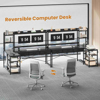 SEDETA® 55 Inch L Shaped LED Gaming Desk Reversible Computer Desk with Storage Drawers Hutch Power Outlets