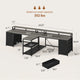 SEDETA | 94.5 Inch 2 Person Gaming Desk with Power Strip 8 Drawers Long Office Computer Desk LED Lights and Monitor Stand