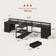 SEDETA | 94.5 Inch 2 Person Gaming Desk with Power Strip 8 Drawers Long Office Computer Desk LED Lights and Monitor Stand