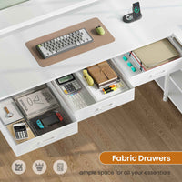 SEDETA® 55 Inch L Shaped LED Gaming Desk Reversible Computer Desk with Storage Drawers Hutch Power Outlets