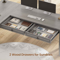 SEDETA® 63 Inch Executive L Shaped Desk Farmhouse Corner Computer Desk with Storage & File Drawers for Home Office