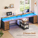 SEDETA | 94.5 Inch 2 Person Gaming Desk with Power Strip 8 Drawers Long Office Computer Desk LED Lights and Monitor Stand