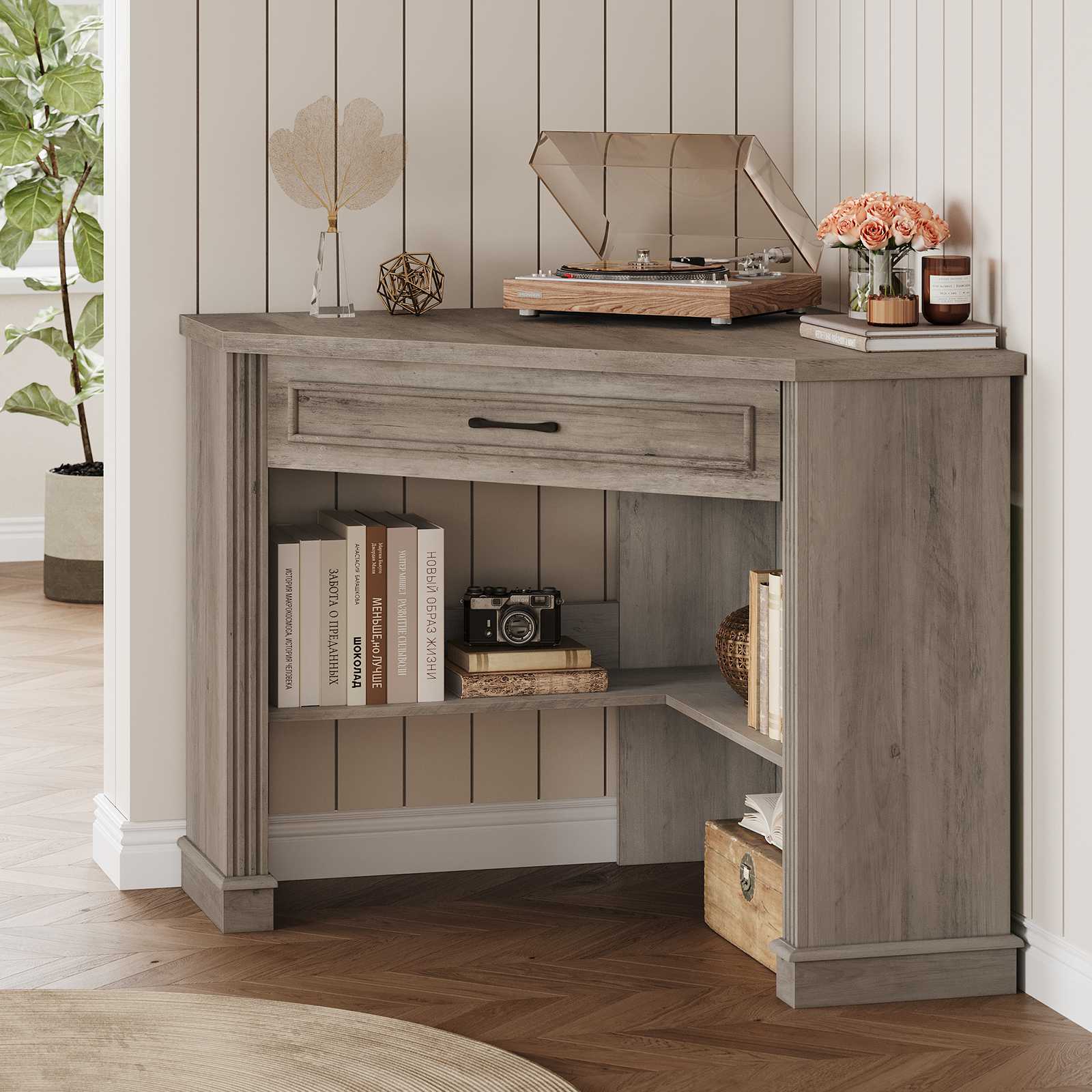 SEDETA 31.5 Inch Corner Desk Farmhouse Computer Desk with Storage Draw