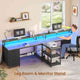 SEDETA | 94.5 Inch 2 Person Gaming Desk with Power Strip 8 Drawers Long Office Computer Desk LED Lights and Monitor Stand