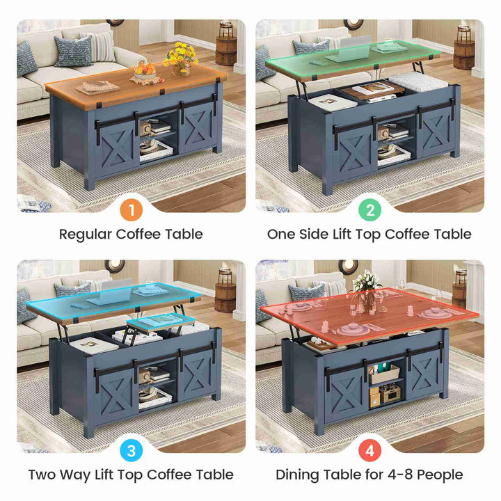 SEDETA® 40 Inch Lift Top Coffee Table Farmhouse 4 in 1 Multi-Function for Living Room