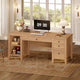 SEDETA® 58 Inch Solid Pine Wood Computer Desk with 4 Wood Drawers Executive Home Office Desk with Storage Shelves for Work Study Writing