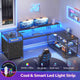SEDETA | 67 Inch Reversible L Shaped Led Gaming Desk with Drawers for Home Office