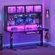 SEDETA 55 Inch Standing Desk Electric Height Adjustable Sit Stand Up Gaming Desk with Led Lights Power Outlet Storage Hutch and Pegboard
