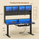 SEDETA 55 Inch Standing Desk Electric Height Adjustable Sit Stand Up Gaming Desk with Led Lights Power Outlet Storage Hutch and Pegboard
