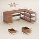 SEDETA® 57.9 Inch Farmhouse L Shaped Computer Desk with Storage Shelves and File Drawers for Home Office