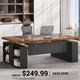 SEDETA | 63 Inch Electric Executive Standing Desk Height Adjustable Computer Desk with Power Outlets Open Shelves with Privacy Panel