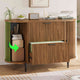 SEDETA® 39.4 Inch Home Office File Cabinet Curved Sliding Cabinet Modern Light Luxury Design Fluted Filing Cabinets and 2 Drawers