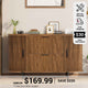 SEDETA 39.4 Inch File Cabinet for Home Office Modern Fluted Curved Cabinet with 2 Sliding Door Storage
