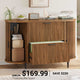 SEDETA 39.4 Inch File Cabinet for Home Office Modern Fluted Curved Cabinet with 2 Sliding Door Storage