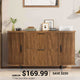 SEDETA 39.4 Inch File Cabinet for Home Office Modern Fluted Curved Cabinet with 2 Sliding Door Storage