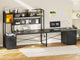 SEDETA | 67 Inch Reversible L Shaped Gaming Desk with Led Lights Power Outlet Computer Corner Desk with Drawers Storage Shelves