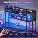 SEDETA | 67 Inch Reversible L Shaped Gaming Desk with Led Lights Power Outlet Computer Corner Desk with Drawers Storage Shelves
