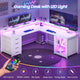 SEDETA 109 Inch L Shaped Gaming Desk with 4 Drawers Display Cabinet Computer Desks with 2 Monitor Stands CPU Stand LED Lights and Power Outlet