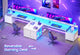 SEDETA 78.7 Inch L Shaped Gaming Desk with LED Light Computer Desk with Drawers Power Outlet Storage Shelves and Display Cabinet