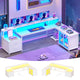 SEDETA 78.7 Inch L Shaped Gaming Desk with LED Light Computer Desk with Drawers Power Outlet Storage Shelves and Display Cabinet