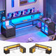 SEDETA 78.7 Inch L Shaped Gaming Desk with LED Light Computer Desk with Drawers Power Outlet Storage Shelves and Display Cabinet