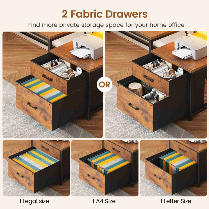 SEDETA 78.7 Inch L Shaped Gaming Desk with LED Light Computer Desk with Drawers Power Outlet Storage Shelves and Display Cabinet